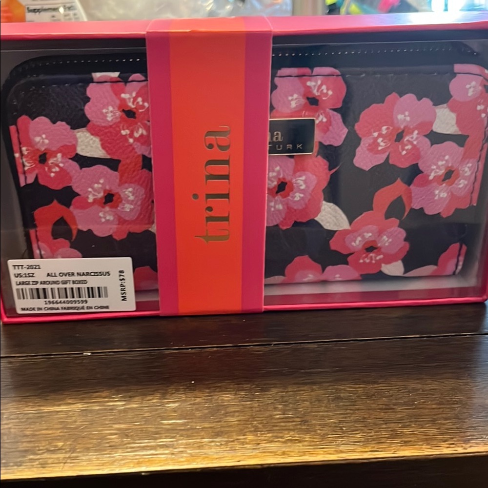 Trina Turk Floral Wallet - Black and Pink